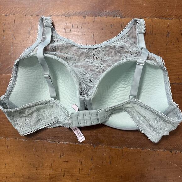 VICTORIAS SECRET DREAM ANGELS SIZE 36 D GREEN HIGH NECK LACE CUTOUT LINED DEMI - Picture 2 of 9